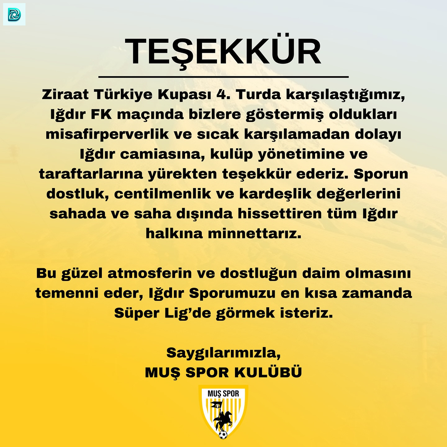 Muş Spor Iğdır Fk, Iğdır Fk Misafirperverlik, Ziraat Türkiye Kupası Dostluk